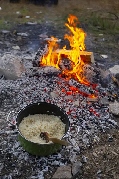 Ustensiles Cuisine Farine Riz Camping — Photo