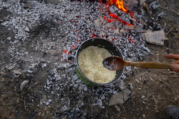 Ustensiles Cuisine Farine Riz Camping — Photo