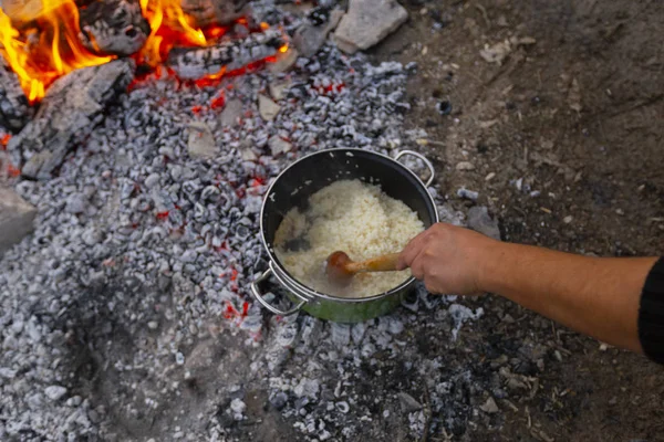 Cookware Rice Meal Camping Area — ストック写真