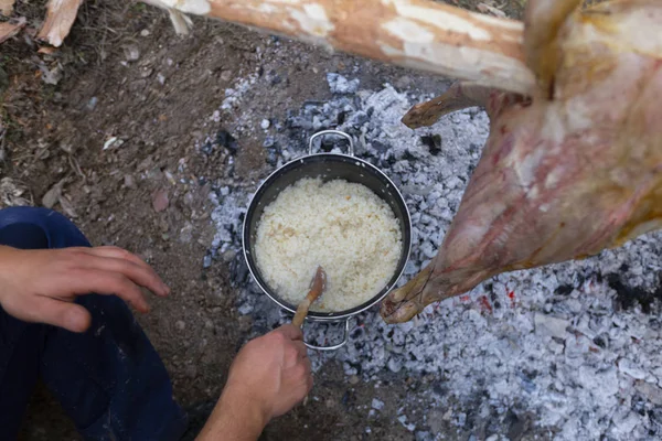 Ustensiles Cuisine Farine Riz Camping — Photo