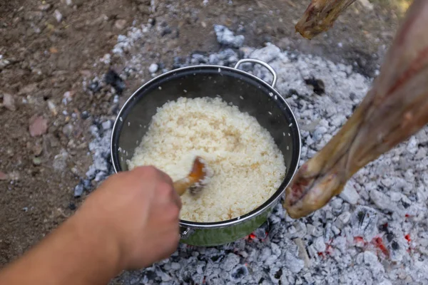 Cookware Rice Meal Camping Area — Stock Photo, Image