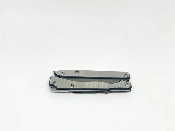 Различные Модели Карманный Нож Белый Фон — стоковое фото