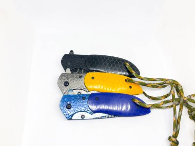 Çeşitli modeller cep çakısı, beyaz arka plan