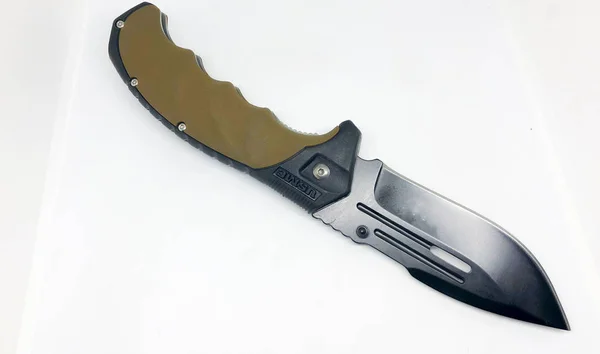 Різні Моделі Кишенькового Ножа Білий Фон — стокове фото