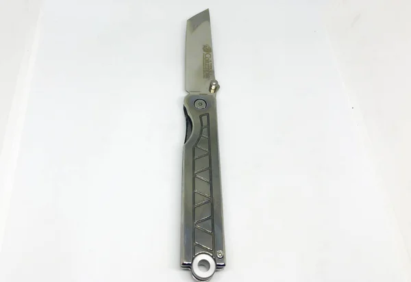 Различные Модели Карманный Нож Белый Фон — стоковое фото