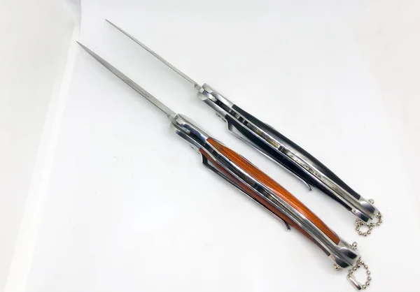 Taschenmesser Diverse Taschenmesser Und Messer Weißer Hintergrund — Stockfoto