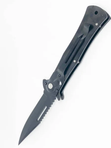 Automatic Pocket Knife Blade White Background — Stock Photo, Image