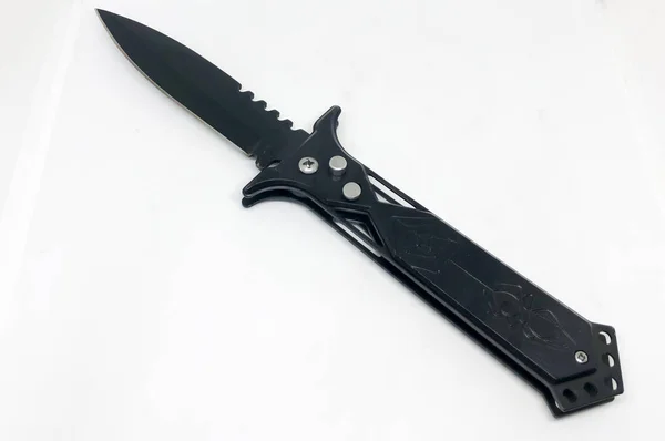 Coltello Automatico Tascabile Sfondo Bianco — Foto Stock