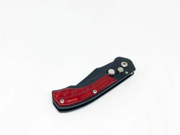 Automatic Pocket Knife Blade White Background — 스톡 사진