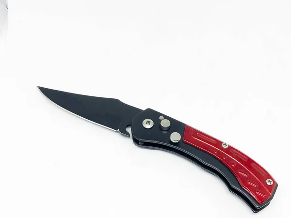Automatic Pocket Knife Blade White Background — 스톡 사진