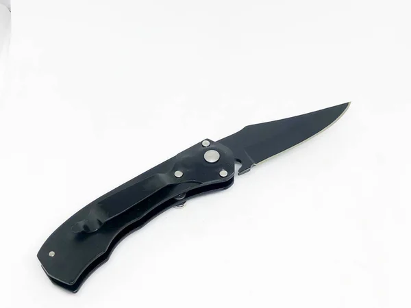 Automatic Pocket Knife Blade White Background — 스톡 사진