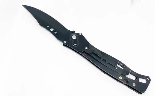 Automatic Pocket Knife Blade White Background — 스톡 사진