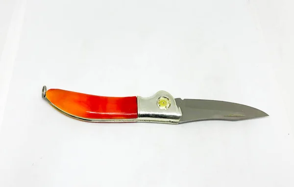 Automatické Kapesní Nůž Čepel Bílé Pozadí — Stock fotografie