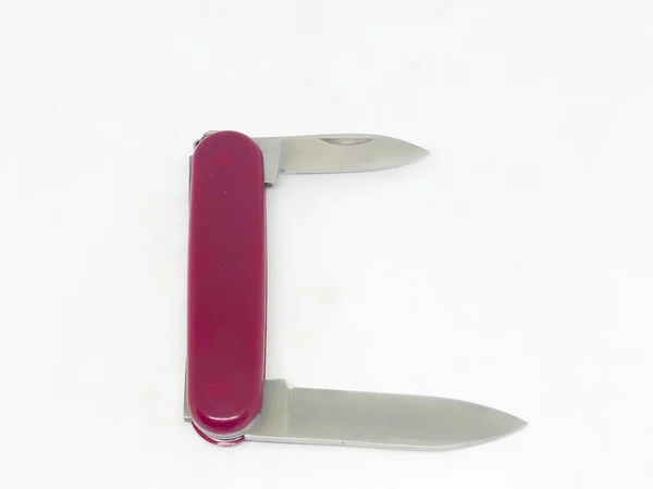 Bílé Pozadí Multifunkční Kapesní Nůž — Stock fotografie