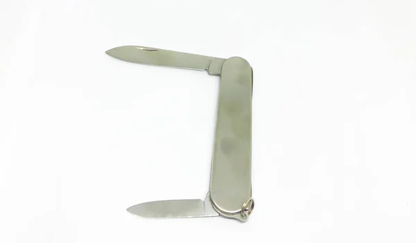 Coltello Multiuso Alpinista Sfondo Bianco — Foto Stock