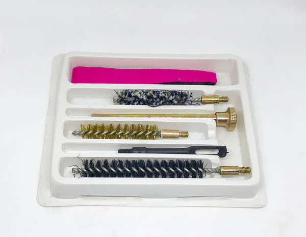 Gun Bullet Maintenance Set White Background — 스톡 사진