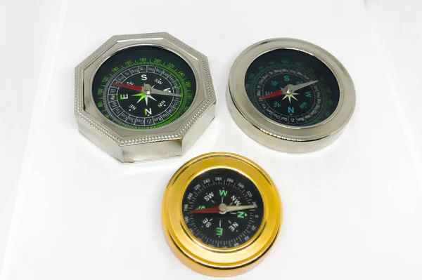 Lot Different Compass Varieties White Background — 스톡 사진