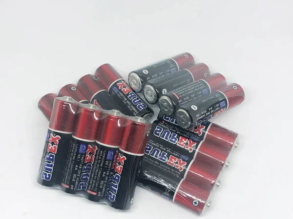 Różne Typy Baterii Białe Tło — Zdjęcie stockowe