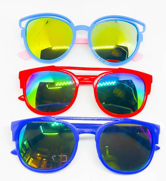 Assortment Sunglasses White Background — ストック写真