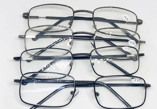 Számozott Szemüveg Választék Fehér Háttér — Stock Fotó