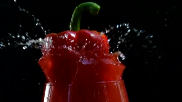 Bell Pepper Splashing Slow Motion — Stock Video