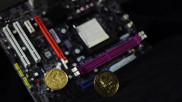 Bitcoin Mining Motherboard Slow Motion — Stock Video
