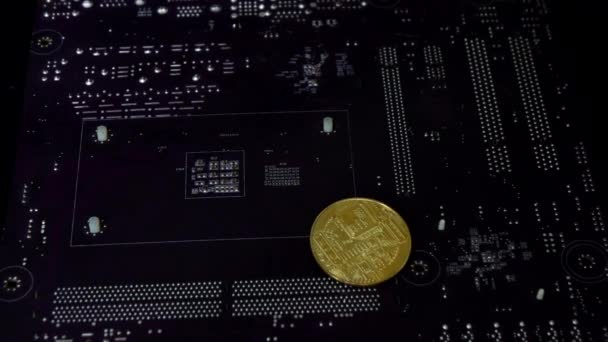 Mineração Bitcoin Placa Mãe Câmera Lenta — Vídeo de Stock