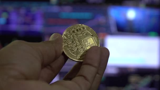 Bitcoin Těžby Základní Desce Zpomalený Pohyb — Stock video