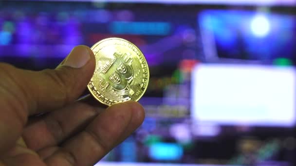 Bitcoin Těžby Základní Desce Zpomalený Pohyb — Stock video