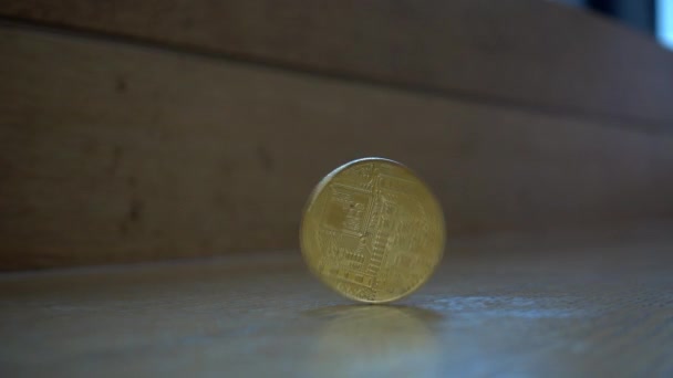Bitcoin Mynt Spinning Slowmotion — Stockvideo