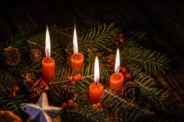 Vela Navidad Sobre Fondo Negro — Foto de Stock