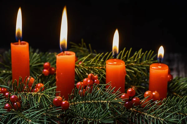 Vela Navidad Sobre Fondo Negro — Foto de Stock