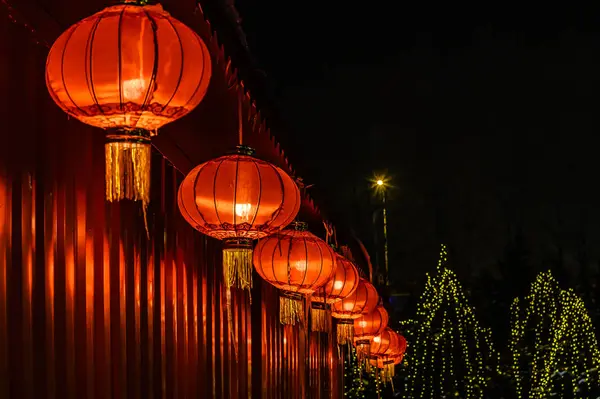 Nachtansicht Des Schnee Und Eisskulptur Ereignisses Beim Frühlingsfest Changchun China — Stockfoto