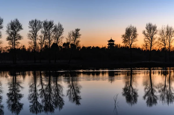 China Changchun Wasser Kulturellen Ökologischen Park Begrüßt Die Nacht Szene — Stockfoto