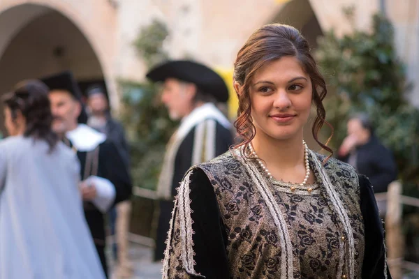 Close-up de participante a festa de traje medieval — Fotografia de Stock