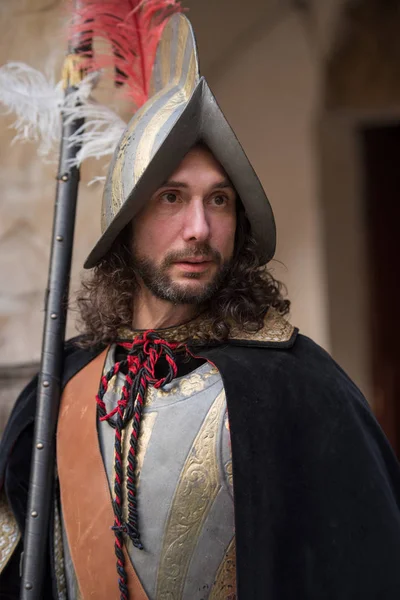 Close-up de participante a festa de traje medieval — Fotografia de Stock