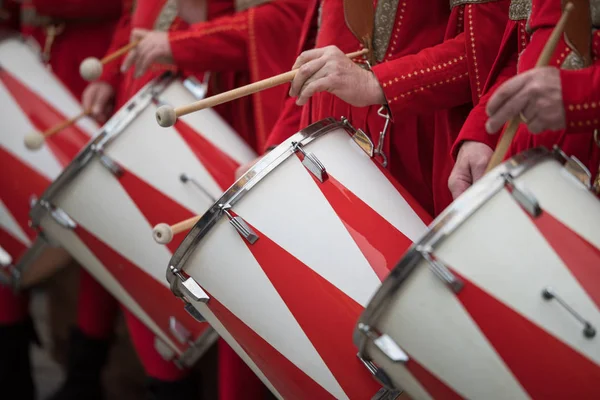 Drummers in medieval parade — Stock Photo, Image