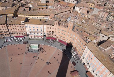 Siena, İtalya. Campo Meydanı Üstten Görünüm