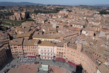 Siena, İtalya. Campo Meydanı Üstten Görünüm