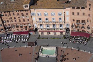 Siena, İtalya. Campo Meydanı Üstten Görünüm