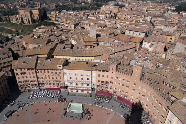 Siena, Italien. Torget Campo ovanifrån — Stockfoto