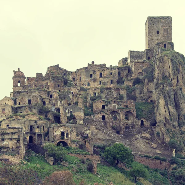 Ruïnes van Italiaanse regio Craco, Basilicata, Italië — Stockfoto