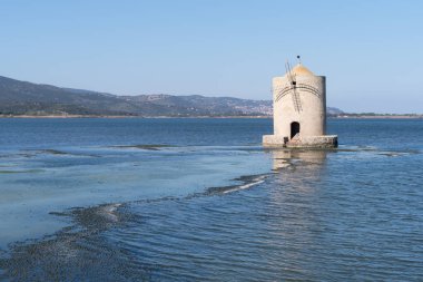 Yel değirmeni lagün Orbetello, Toskana, İtalya