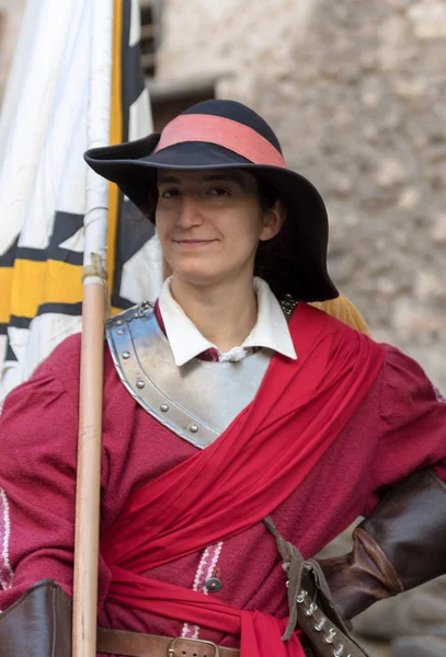 Close-up of participants the medieval costume party — Stock Photo, Image