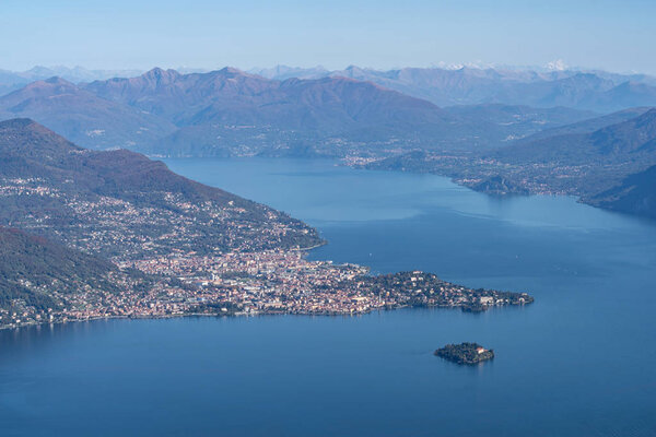 Maggiore lake seen from Mottarone mountain, Italy