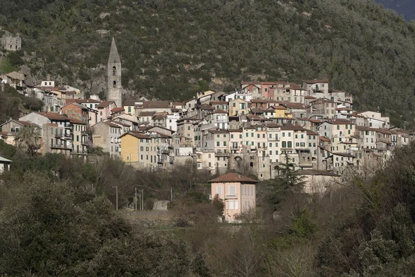 Satul Antic Pigna Provincia Imperia Regiunea Liguria Nord Vestul Italiei — Fotografie, imagine de stoc