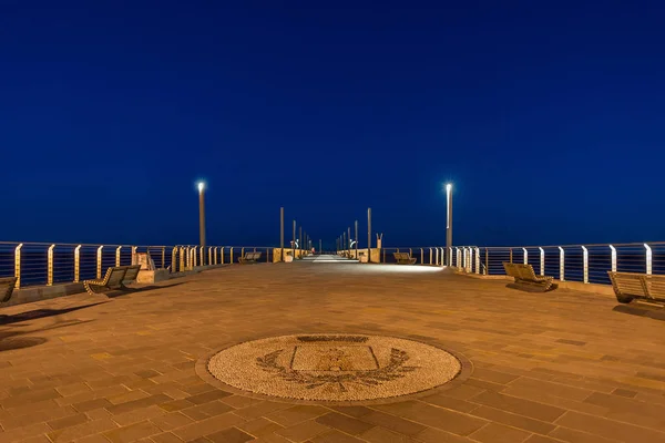 Nachtansicht Der Uferpromenade Von Alassio Italienische Riviera — Stockfoto