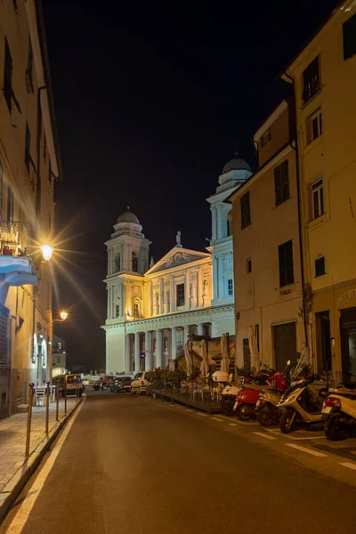 Nattliv Den Gamla Staden Imperia Kuststad Den Italienska Rivieran — Stockfoto