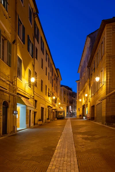 Imperia Italy March 2020 Night Scene Old Town Imperia Seaside — Stock Photo, Image