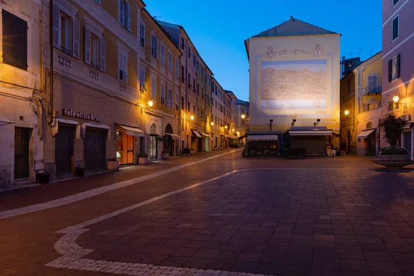 Imperia Italy March 2020 Night Scene Old Town Imperia Seaside — Stock Photo, Image